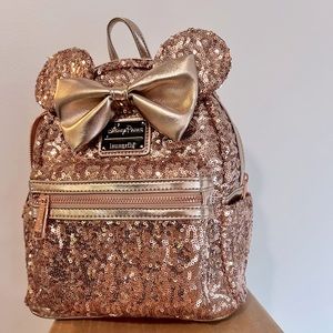 Loungefly rose gold backpack Minnie Mouse